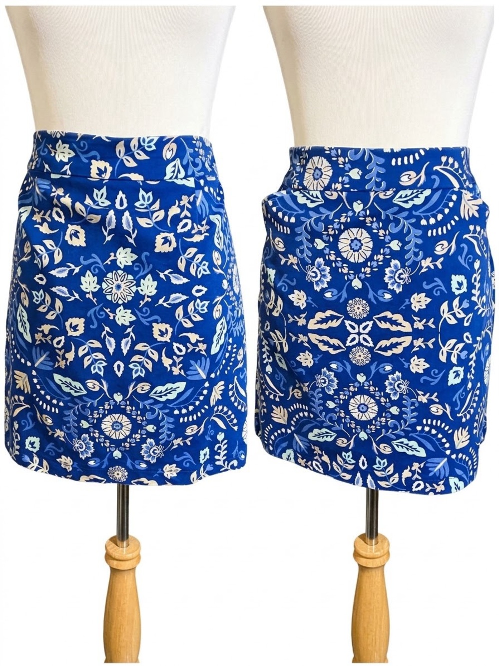 croft & barrow Blue and White Floral Mini Skirt